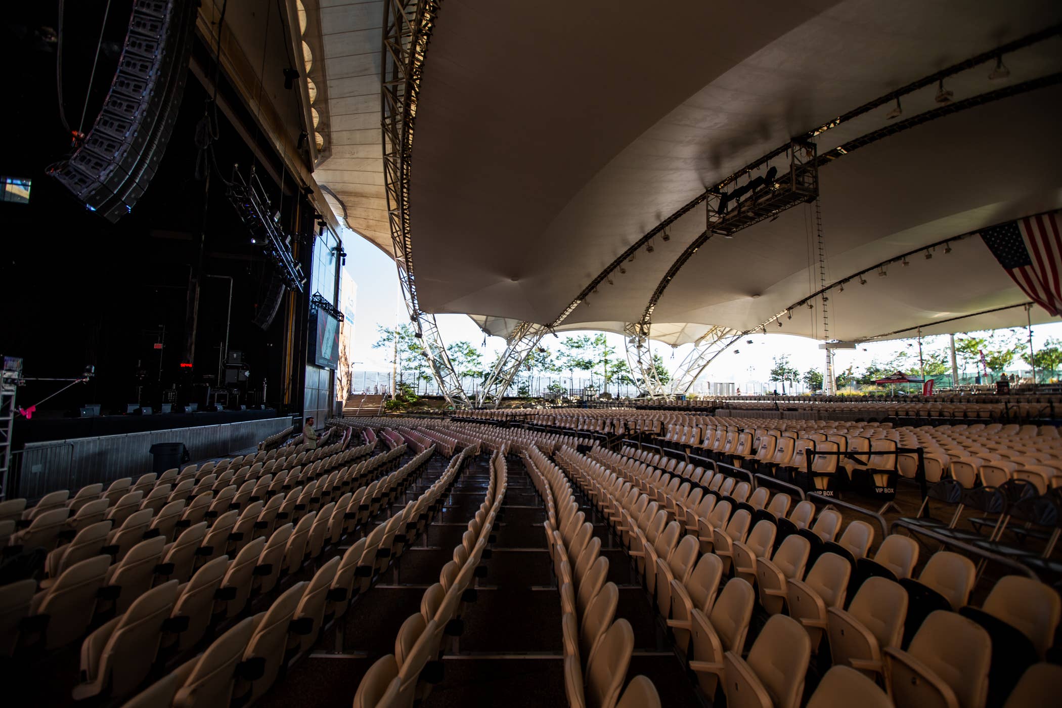 Empty Horizontal shot of Coney Island Amp seating