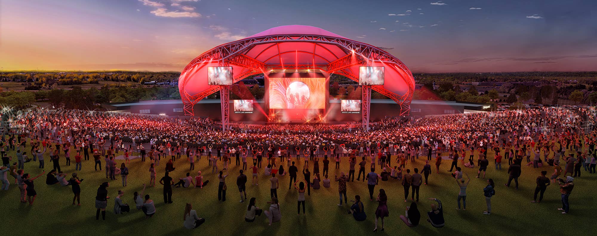 Experience the excitement at Mystic Lake Amphitheater in Shakopee, MN. The spacious lawn and state-of-the-art stage create the perfect setting for live private concerts and large-scale events.