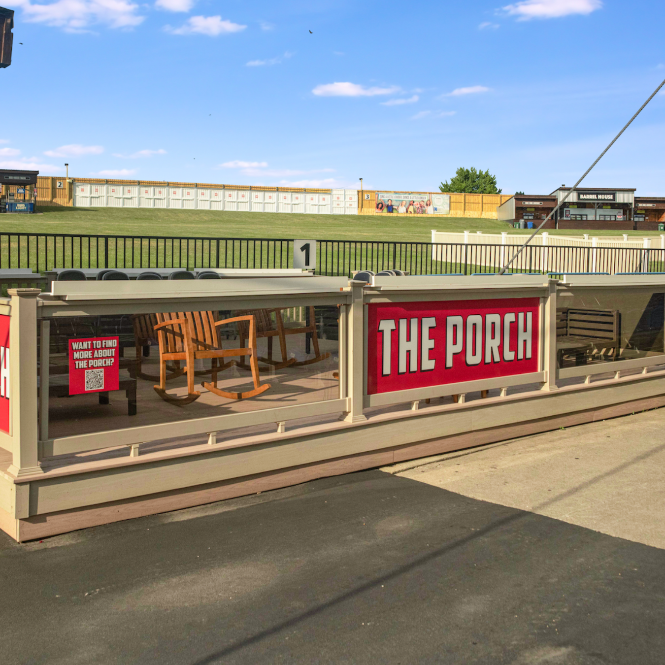 An area with the signage that shows "The Porch"