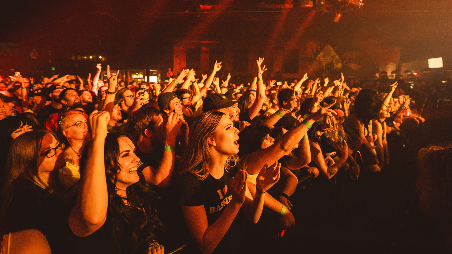 Fans in the front row at an Ace of Spades show