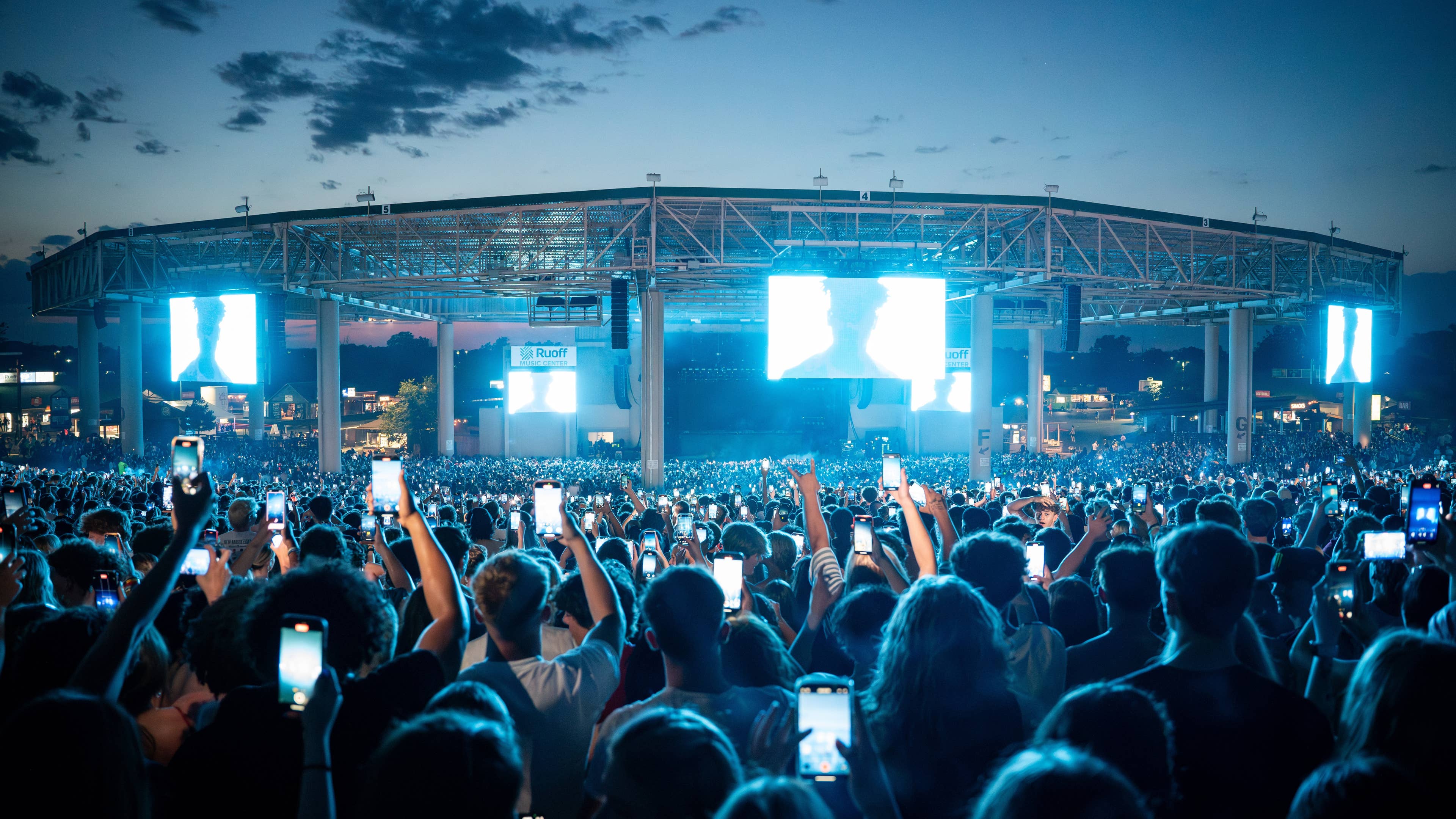 View of the stage from the lawn at Ruoff Music Center