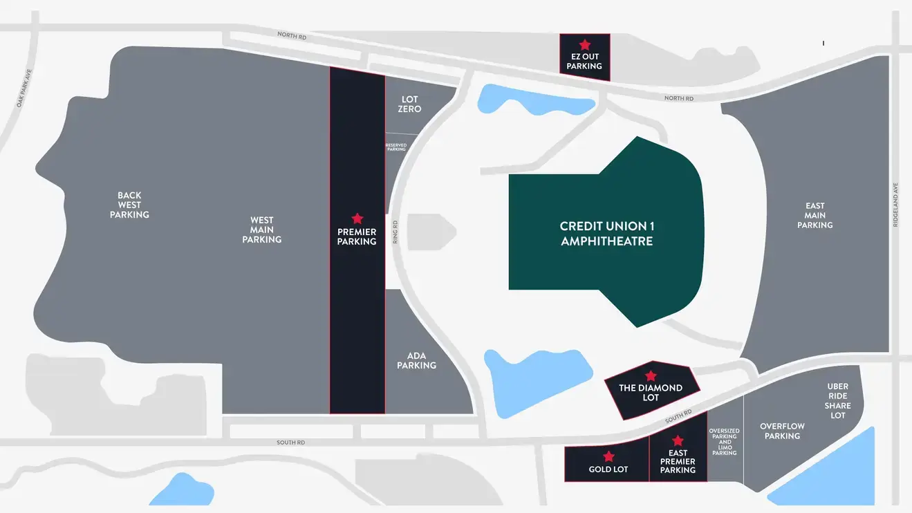 Credit Union 1 Amphitheatre Paid Parking Options and Map