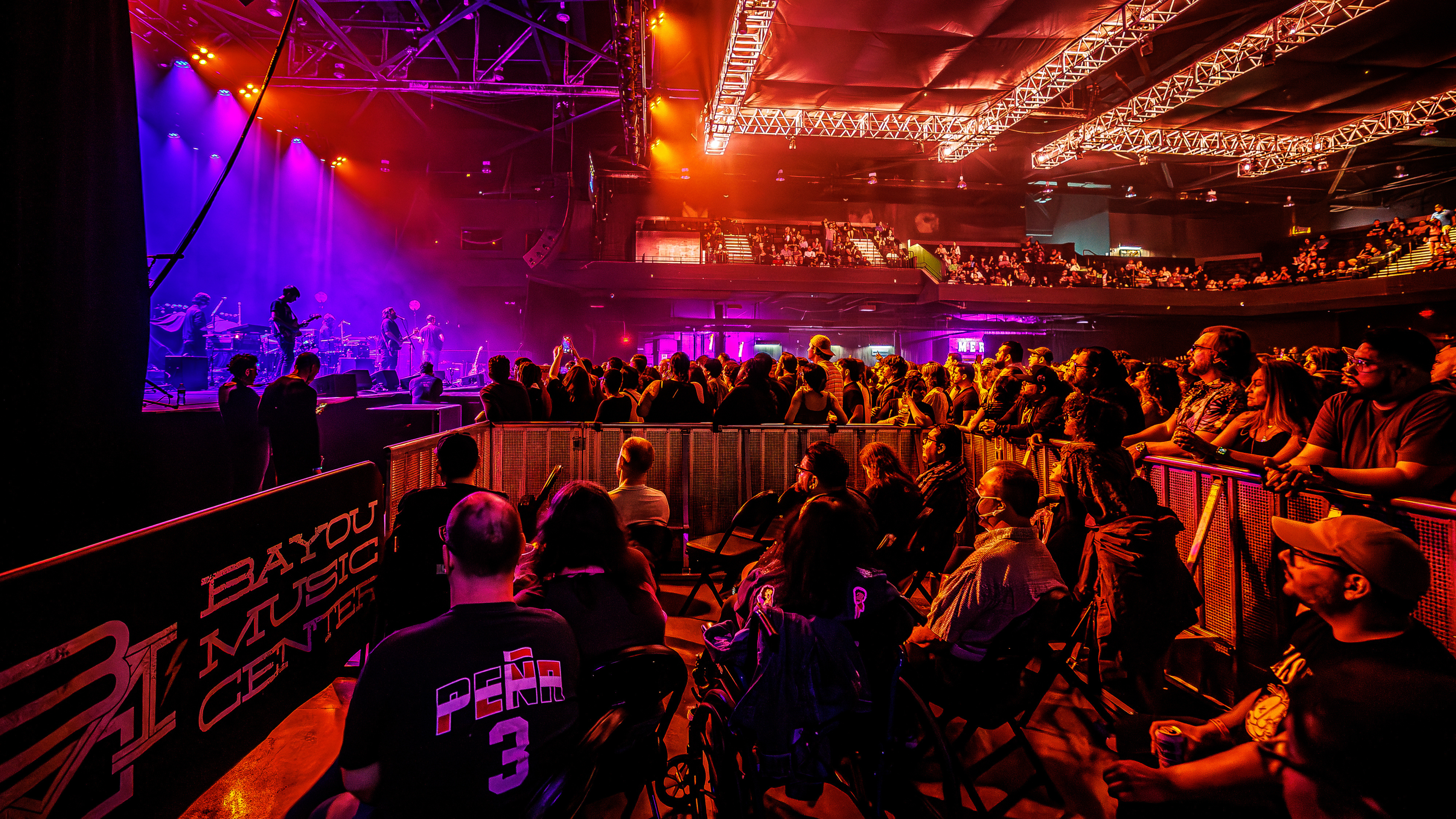 a dedicated area for accommodations within Bayou Music Center showcasing how close to the stage the area is in