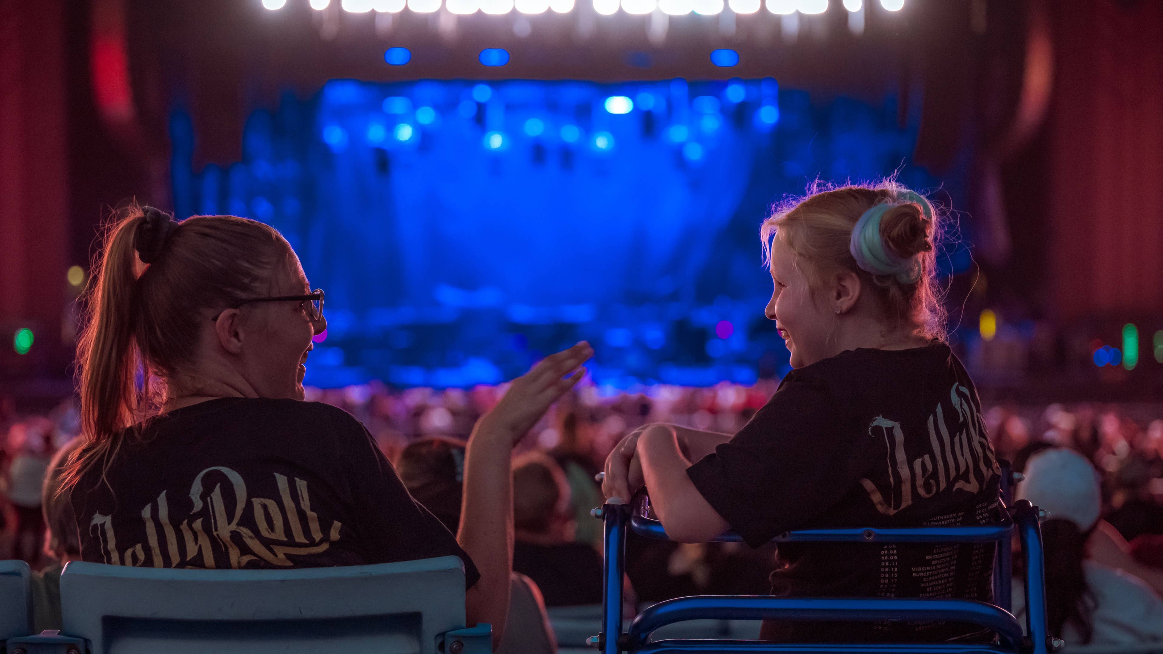 Two fans enjoying a concert