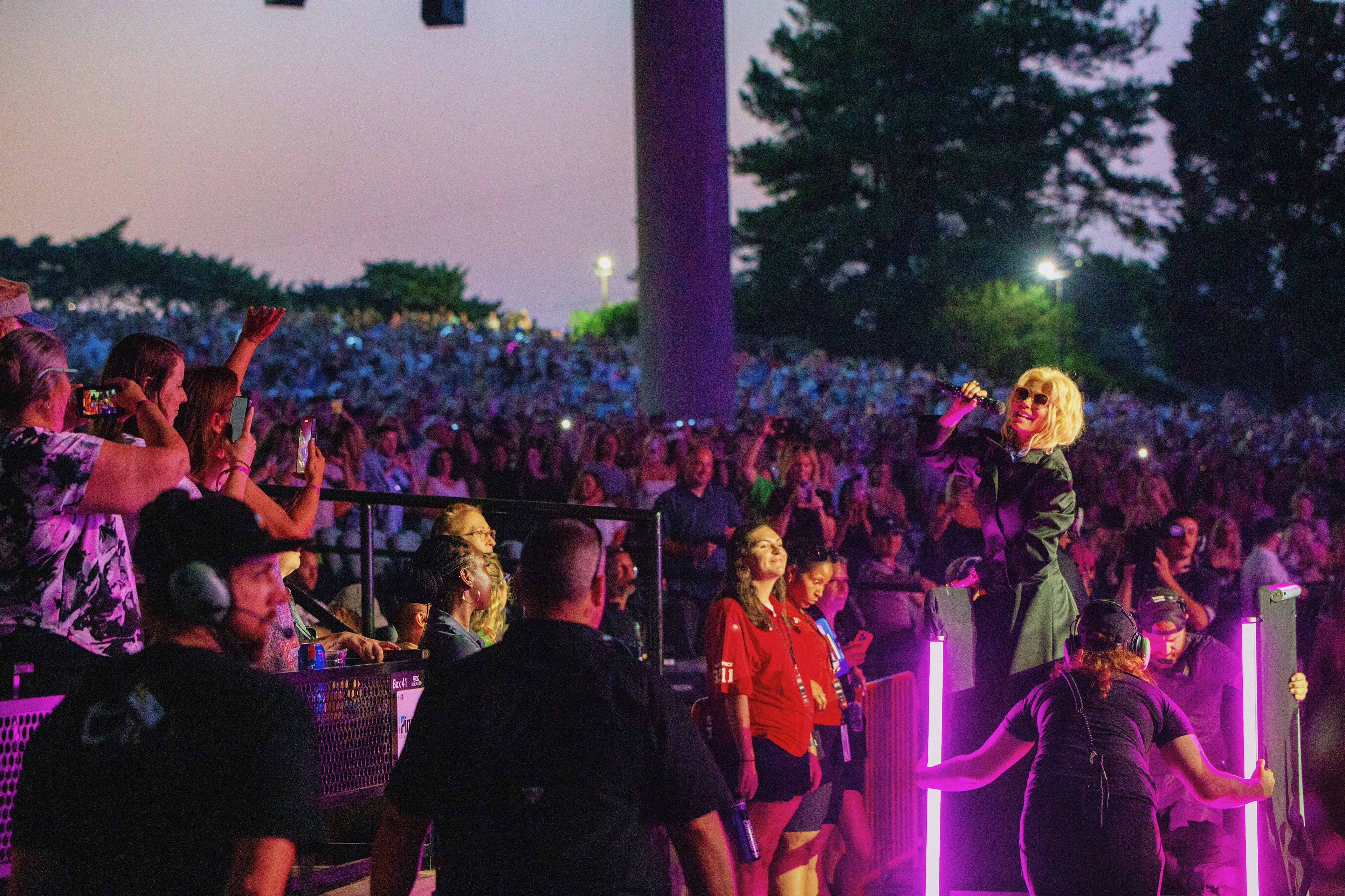 Shania Twain performing in front of the Box Seats at Truliant Amphitheater.