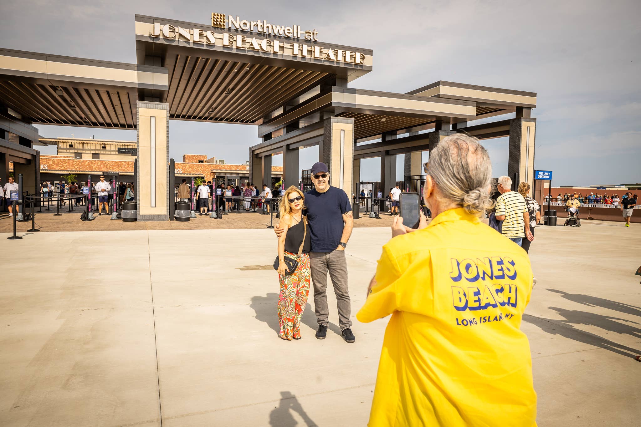 Fans Pose in Front of the Main Entry at Northwell at Jones Beach Theater  Photo Credit Alive Coverage