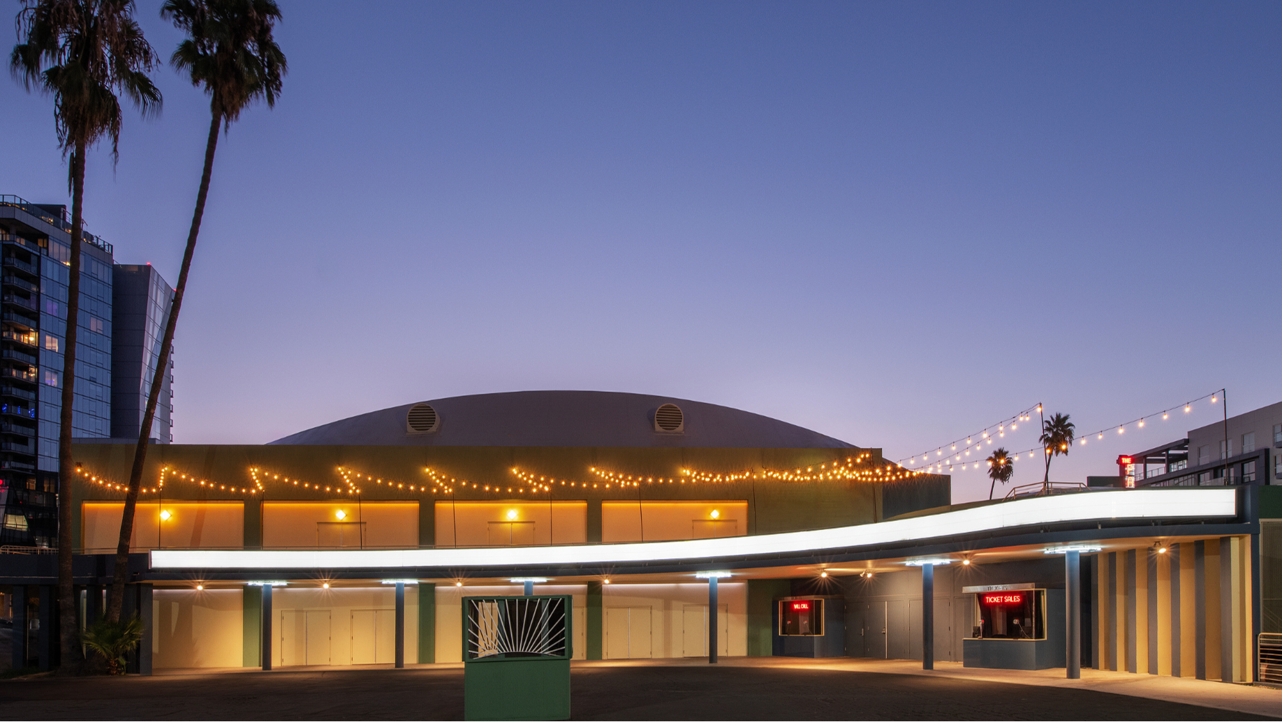 The Argyle marquee and the Palladium parking lot.