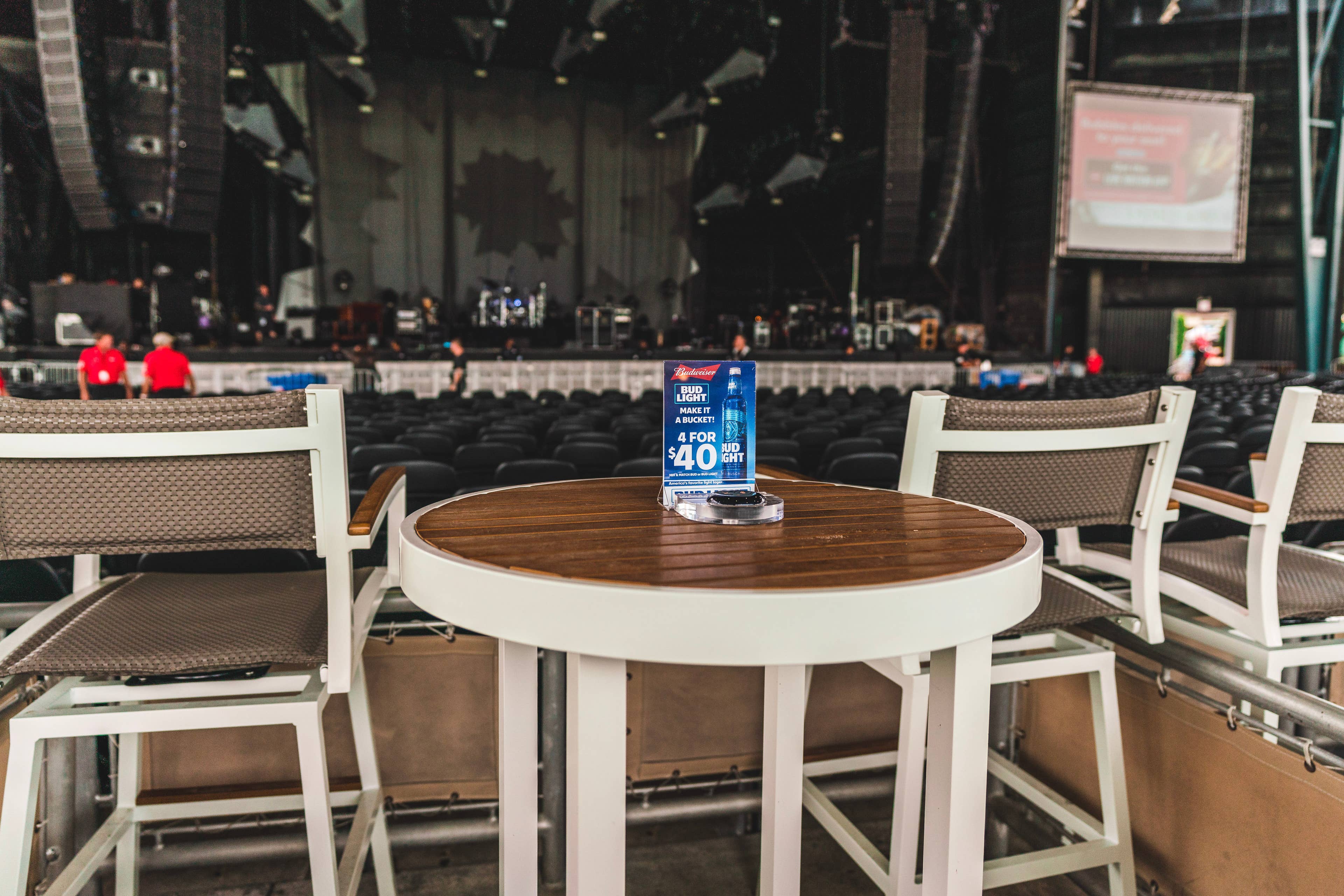 A table and two chairs at iTHINK Financial Amphitheatre