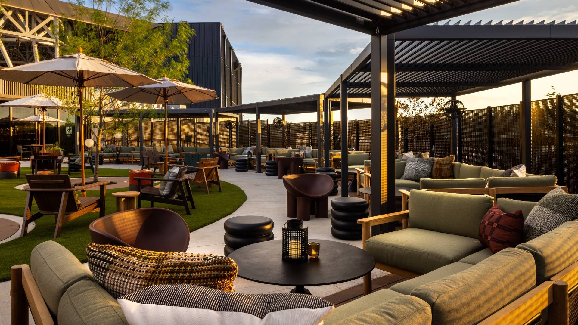 This is a photo of the Premium seating area, showing all the tables, chairs and couches available.