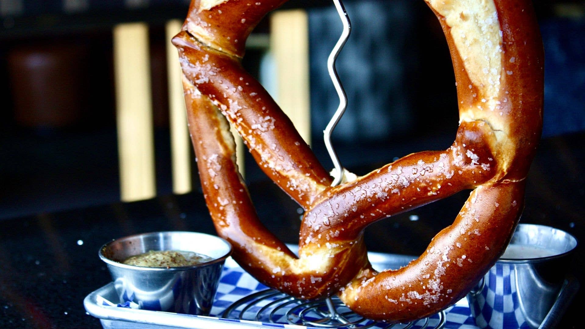 A giant soft pretzel