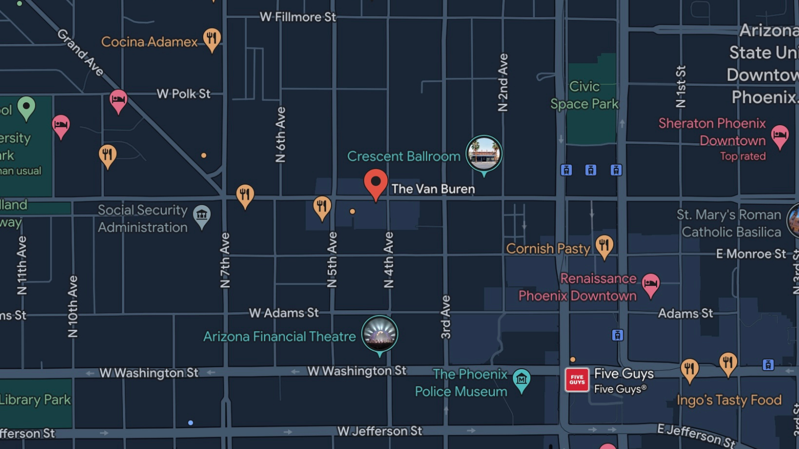 Detailed map of where the Van Buren is located 