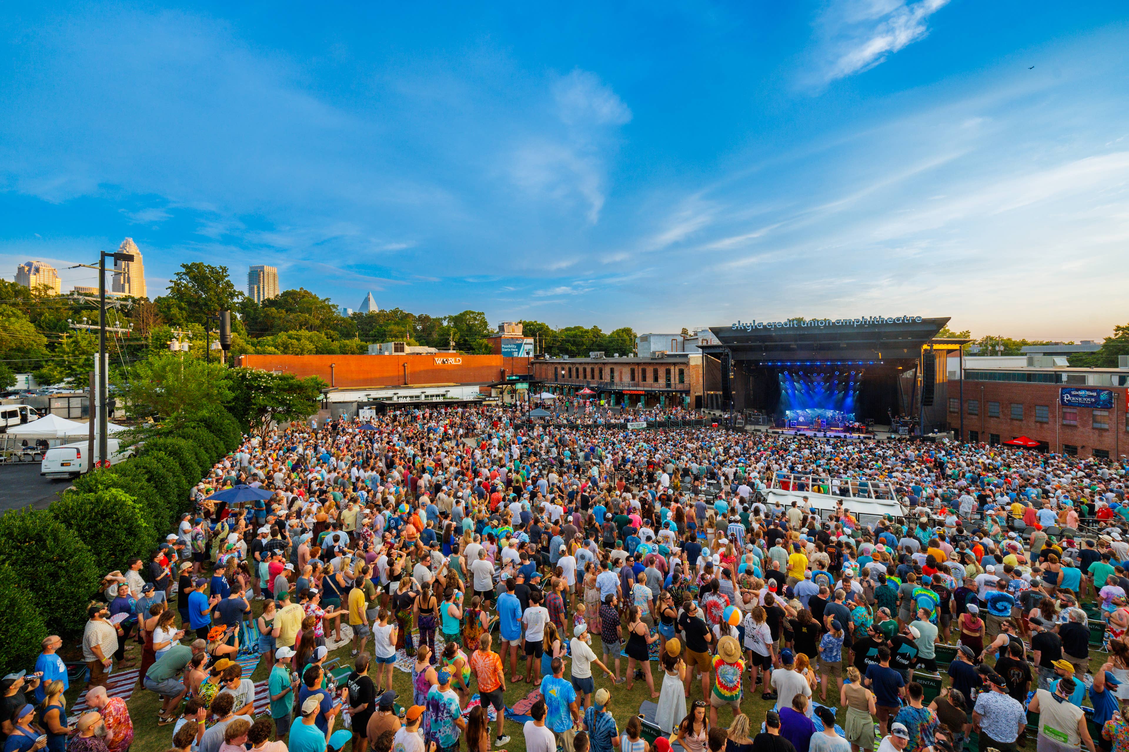 A packed lawn for Goose at Skyla Credit Union Amphitheatre in Charlotte, North Carolina on June 23, 2024. (Photo by Alive Coverage for Live Nation)
