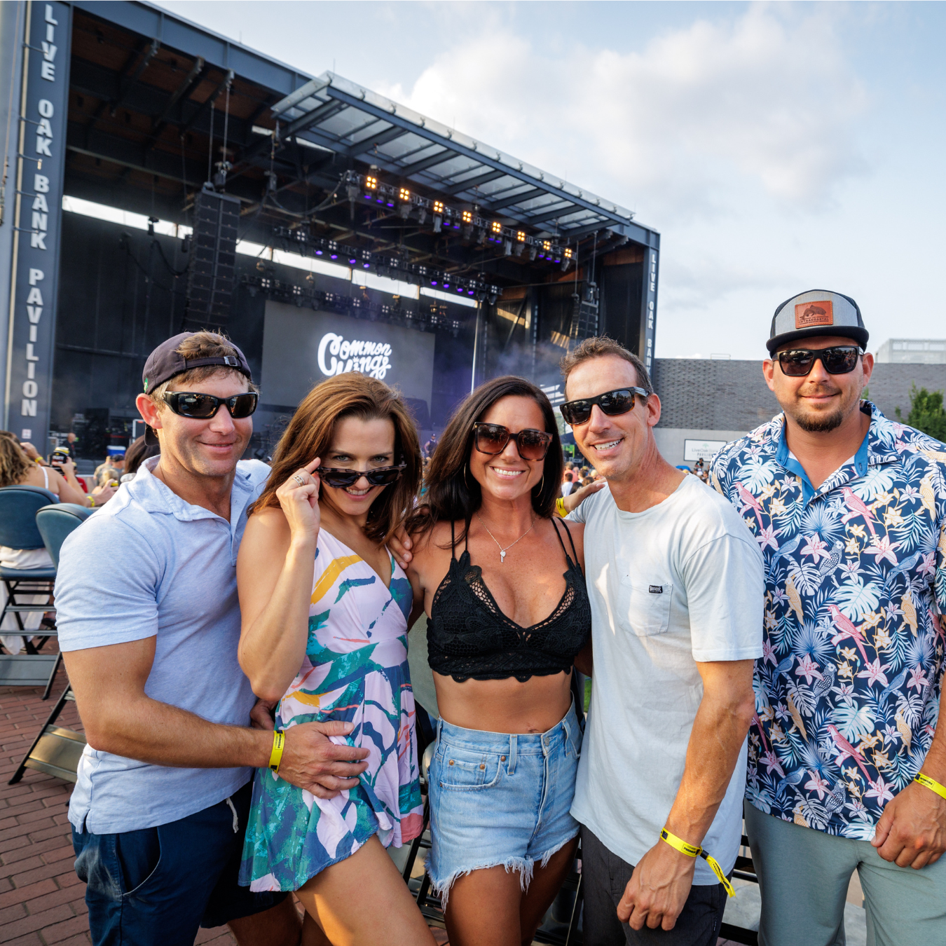 A group of fans in front of the stage.