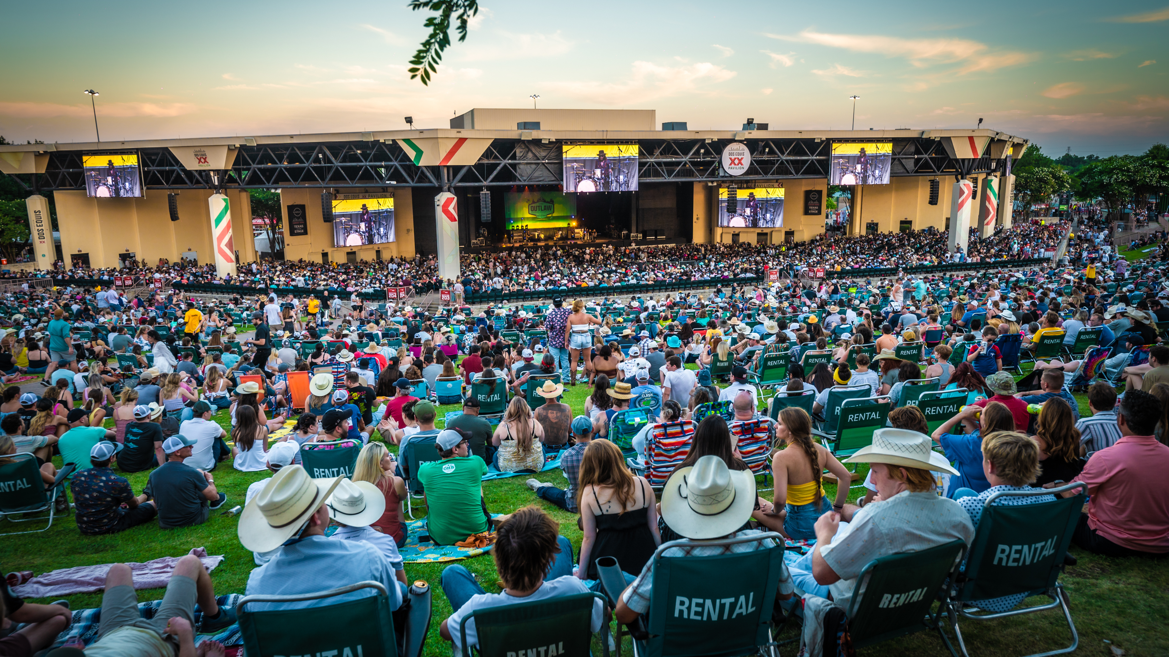 An aerial view of the lawn and venue at Dos Equis Pavilion.