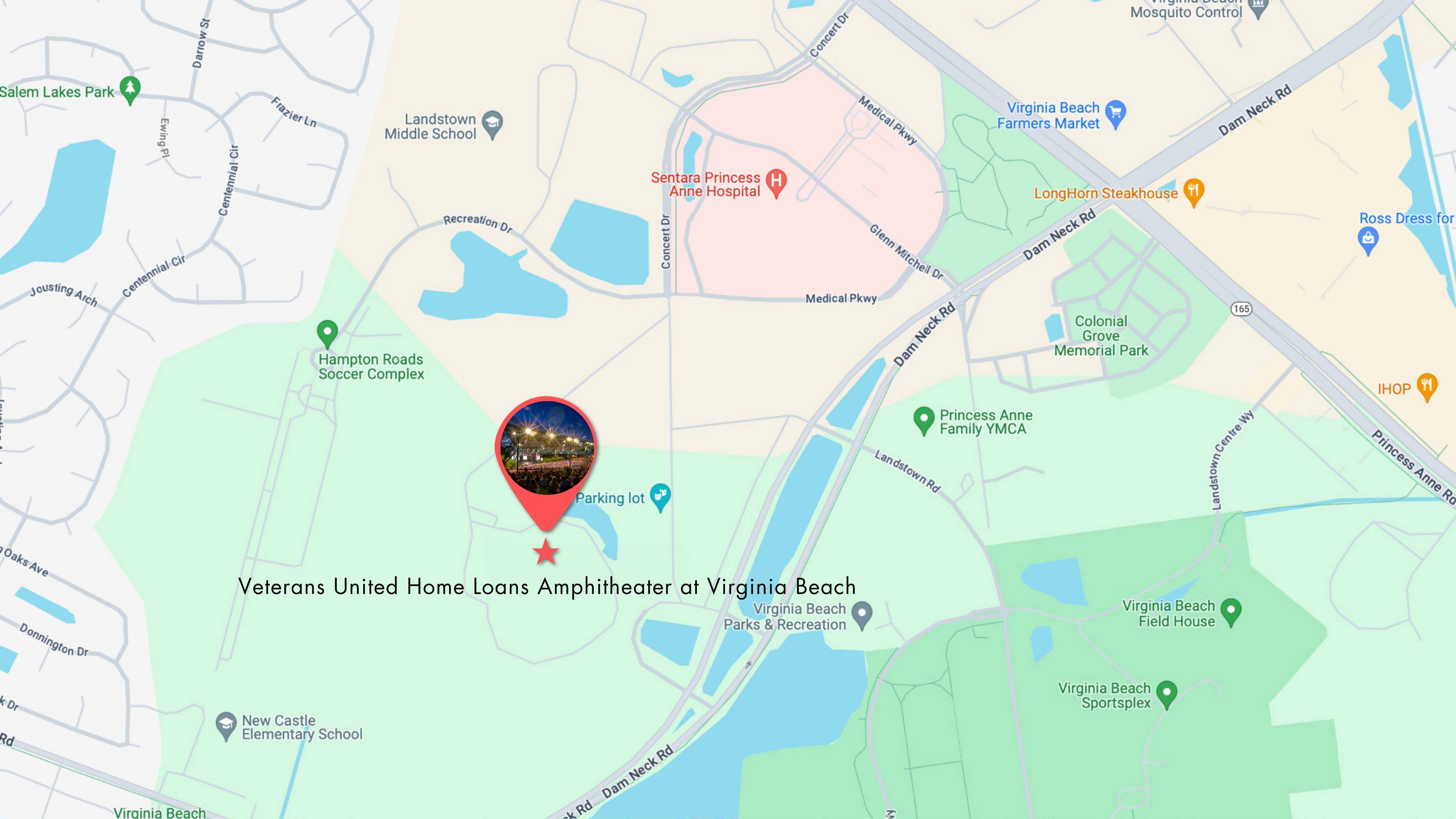 A map screenshot of the venue and surrounding roads