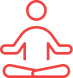 A red icon of a person meditating