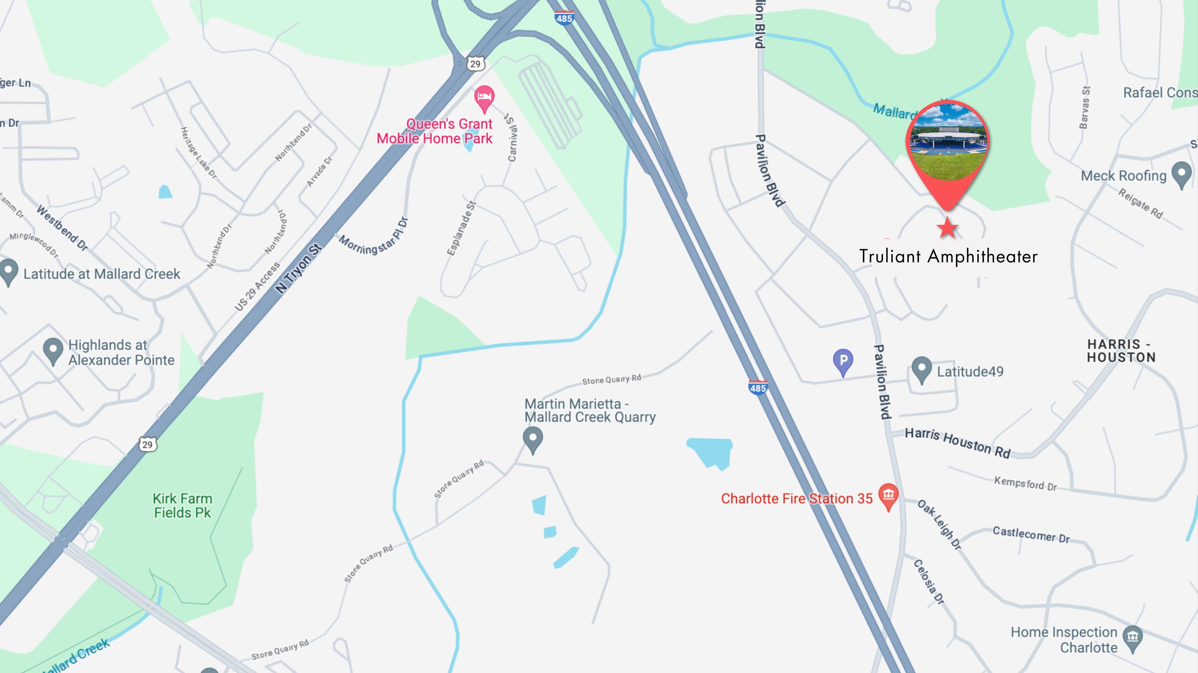 Truliant Amphitheater map of where the venue is located.