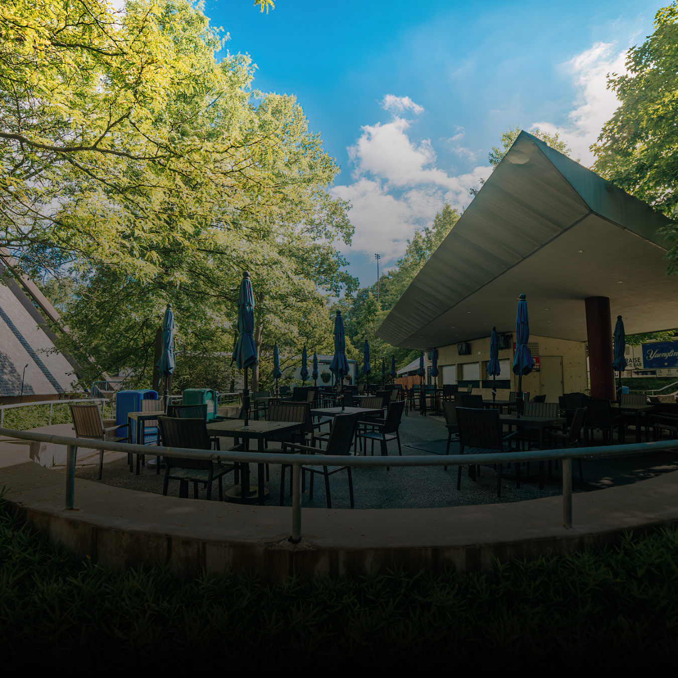 Panoramic photo of an empty Huntington Club at Blossom Music Center.