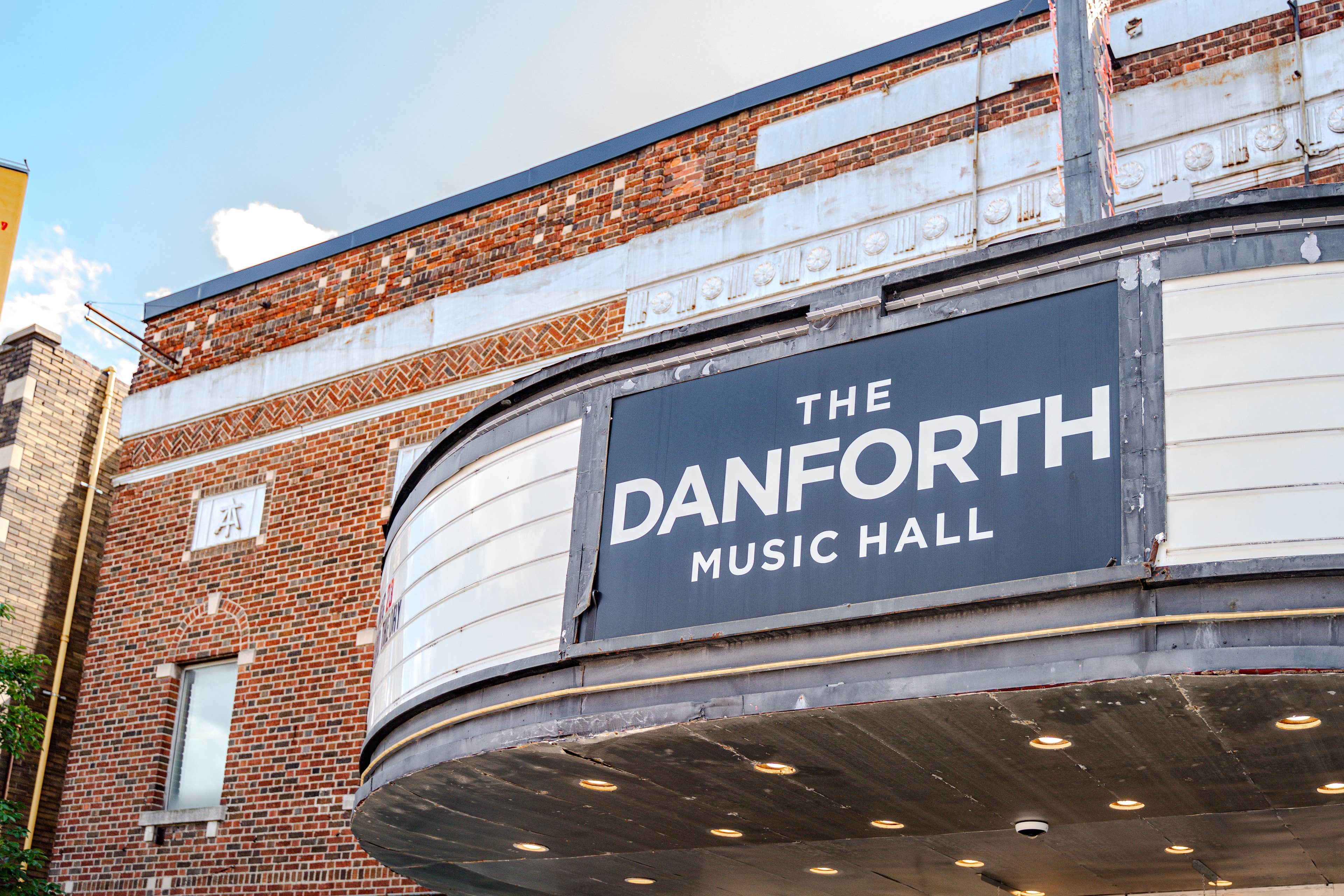 Image of the Danforth Music Hall's marquee sign outside of the venue