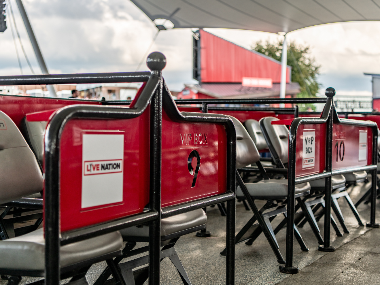 A covered section where there are leather seats