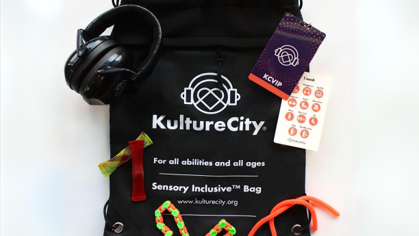 KultureCity accessibility sensory bags with headphones, fidget tools, and more.