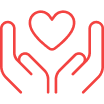 an icon with a heart and hands