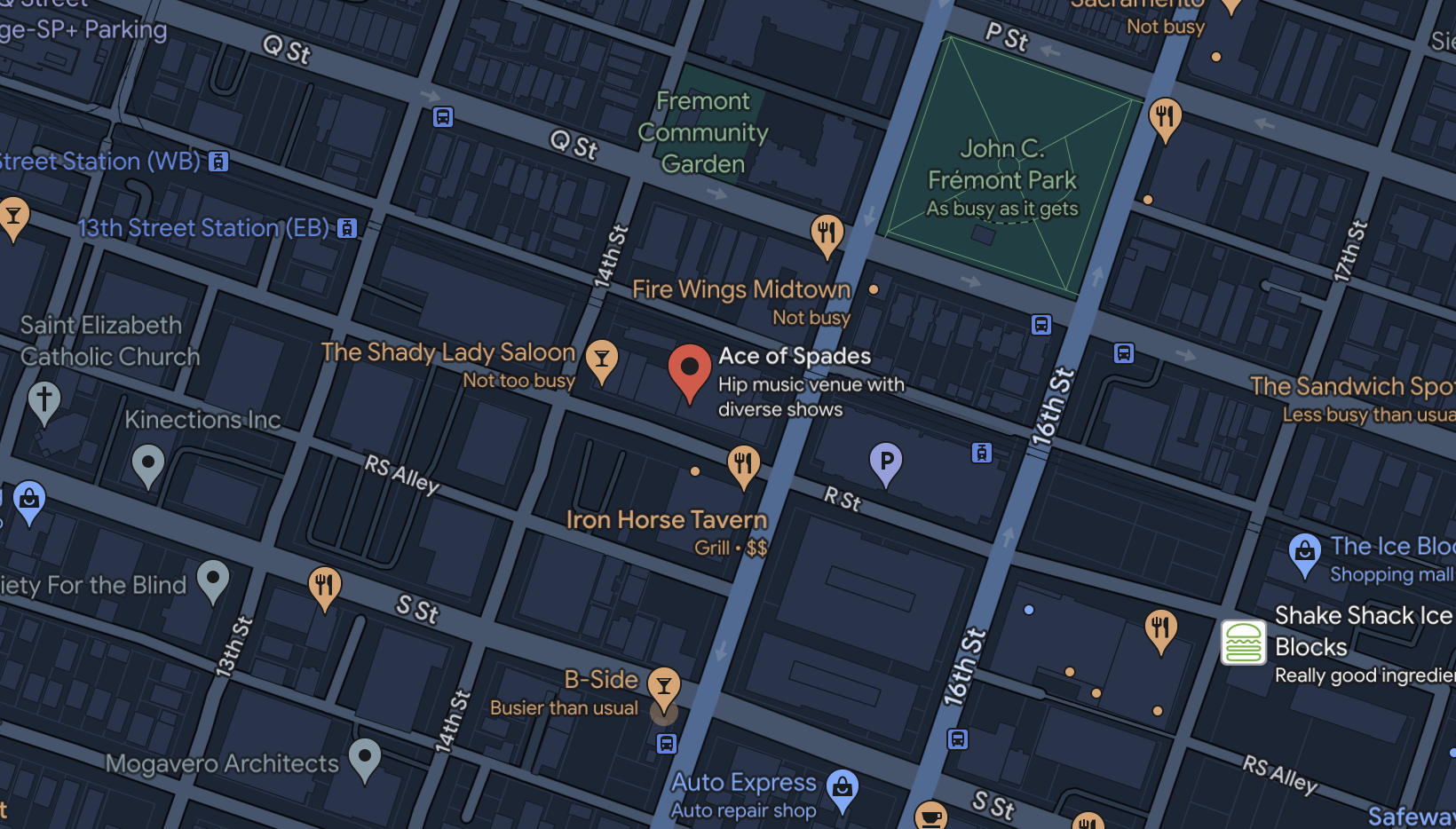A map for getting to Ace of Spades
