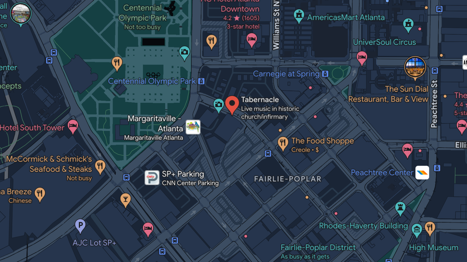 An image of a map to 152 Luckie St NW, Atlanta, GA 30303.