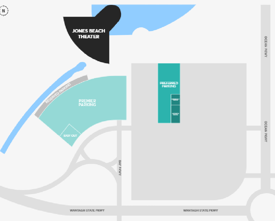 Map of Northwell Health Jones Beach Amphitheater parking