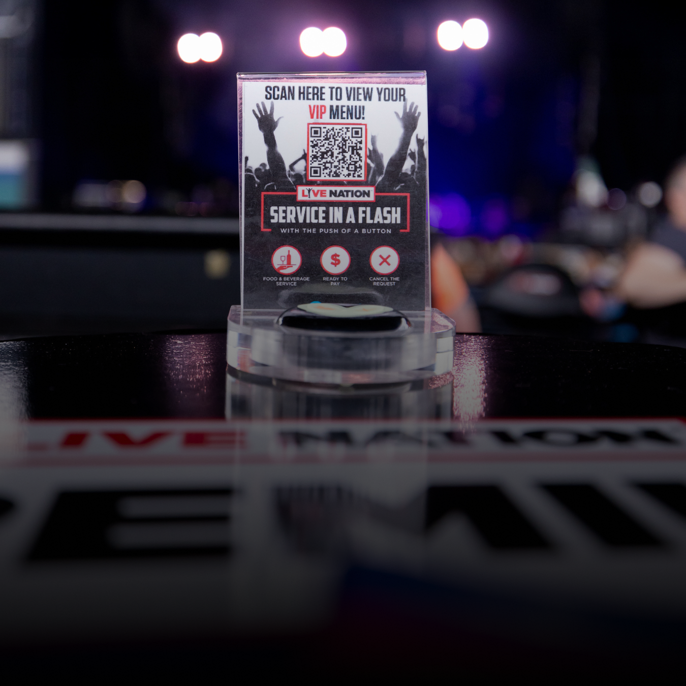 A table top card reads "Service in a flash."