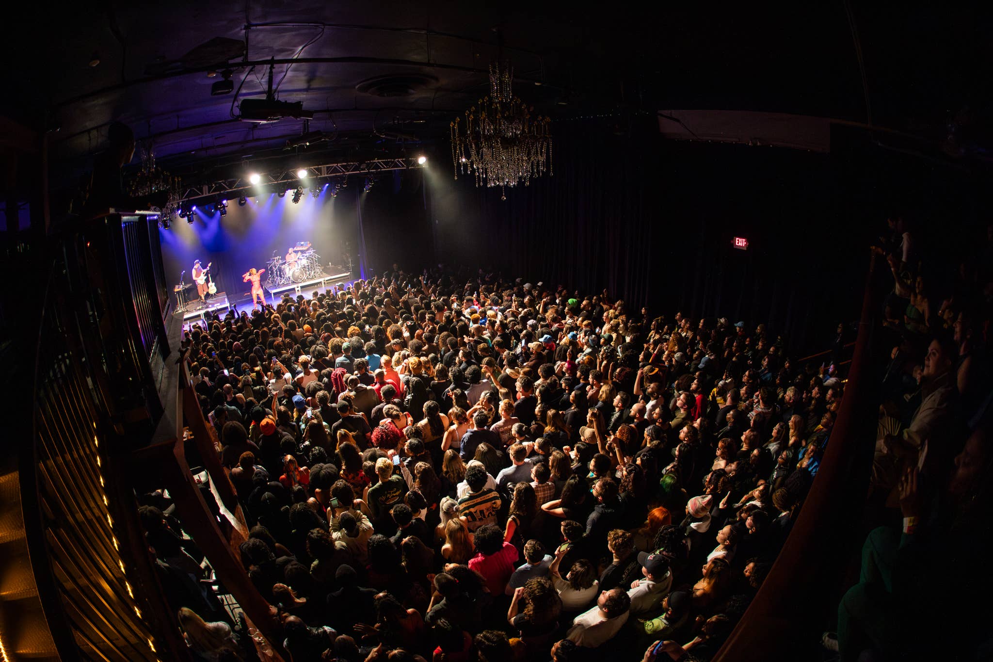 The crowd and stage during a concert at the TLA