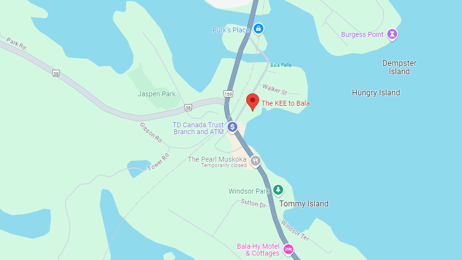 aerial map of the area surrounding the kee to bala