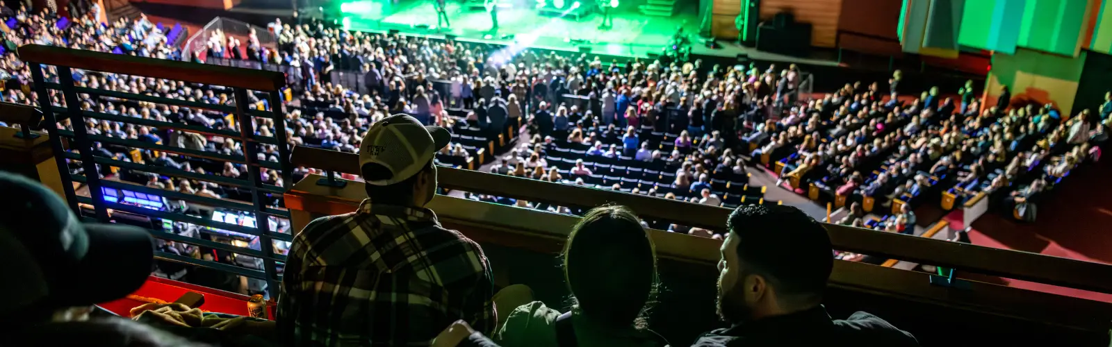 Fans are front row in a suite box watching the show