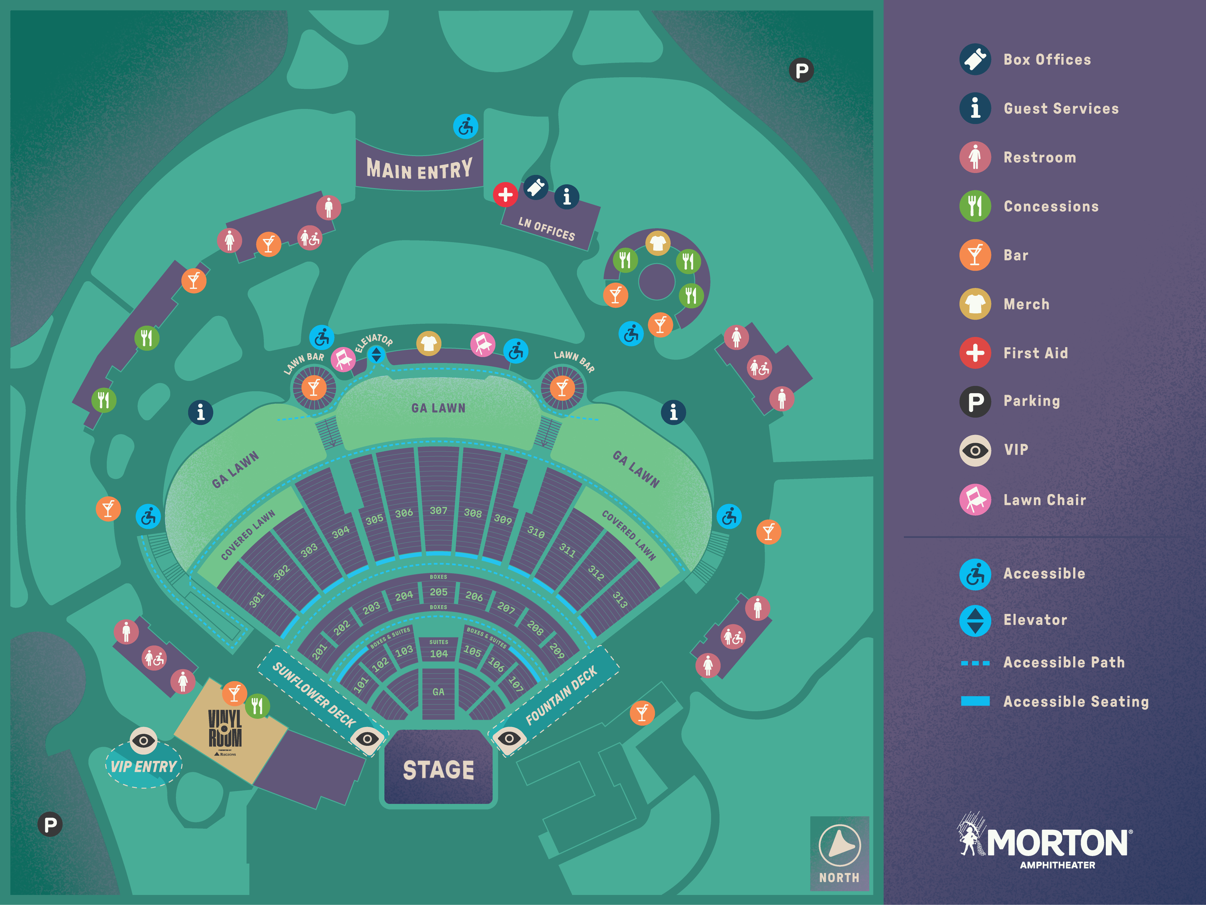 A map of Morton Amphitheater