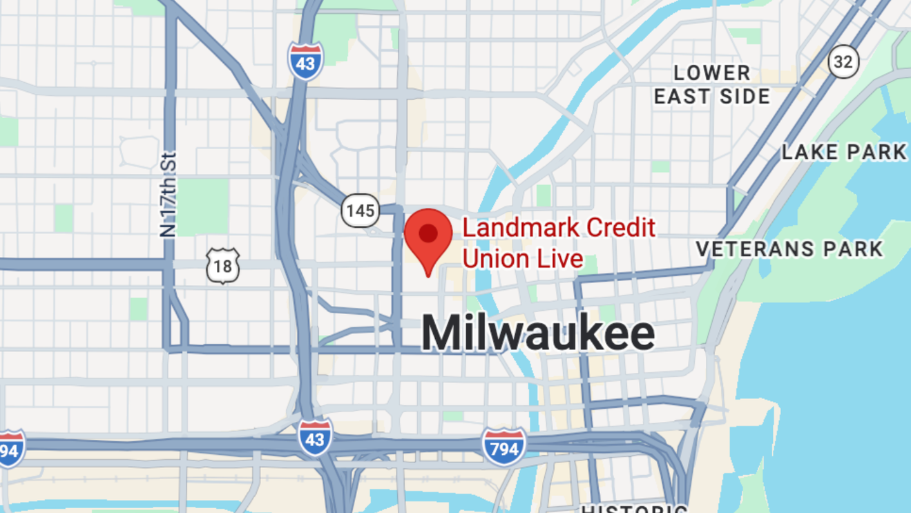 A map shows the location of Landmark Credit Union