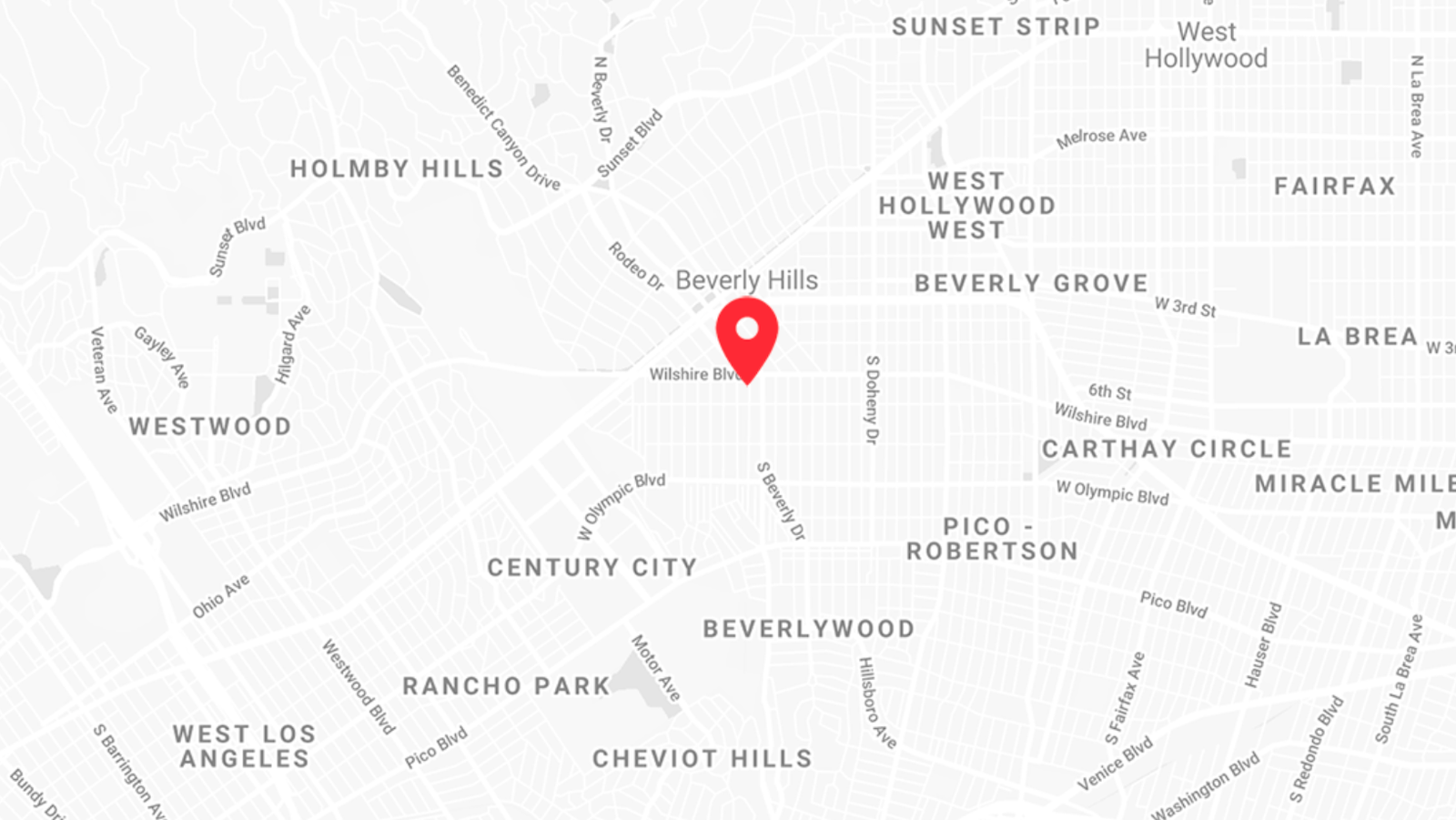 A map with a pin indicating the Live Nation headquarters location in Beverly Hills, California