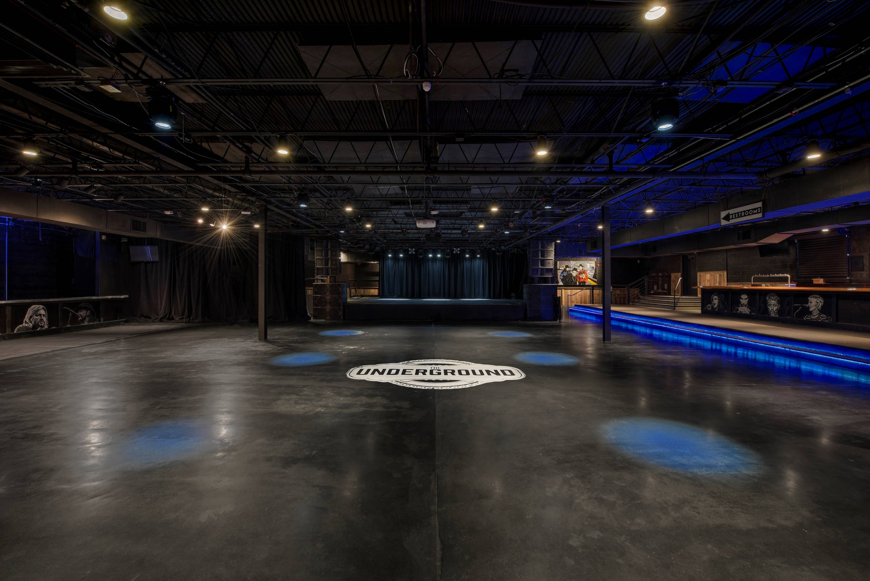 An empty music hall at The Underground Music Hall