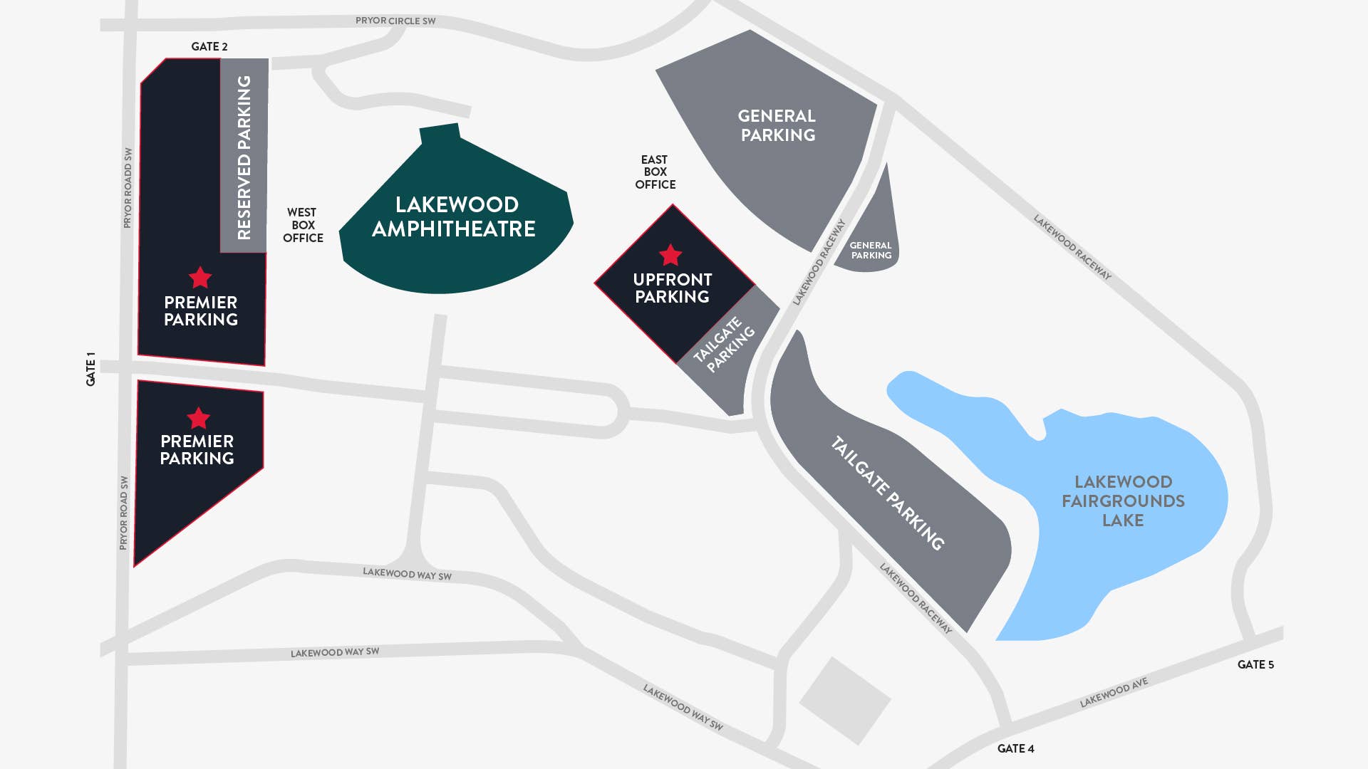 Map of the venue parking lots