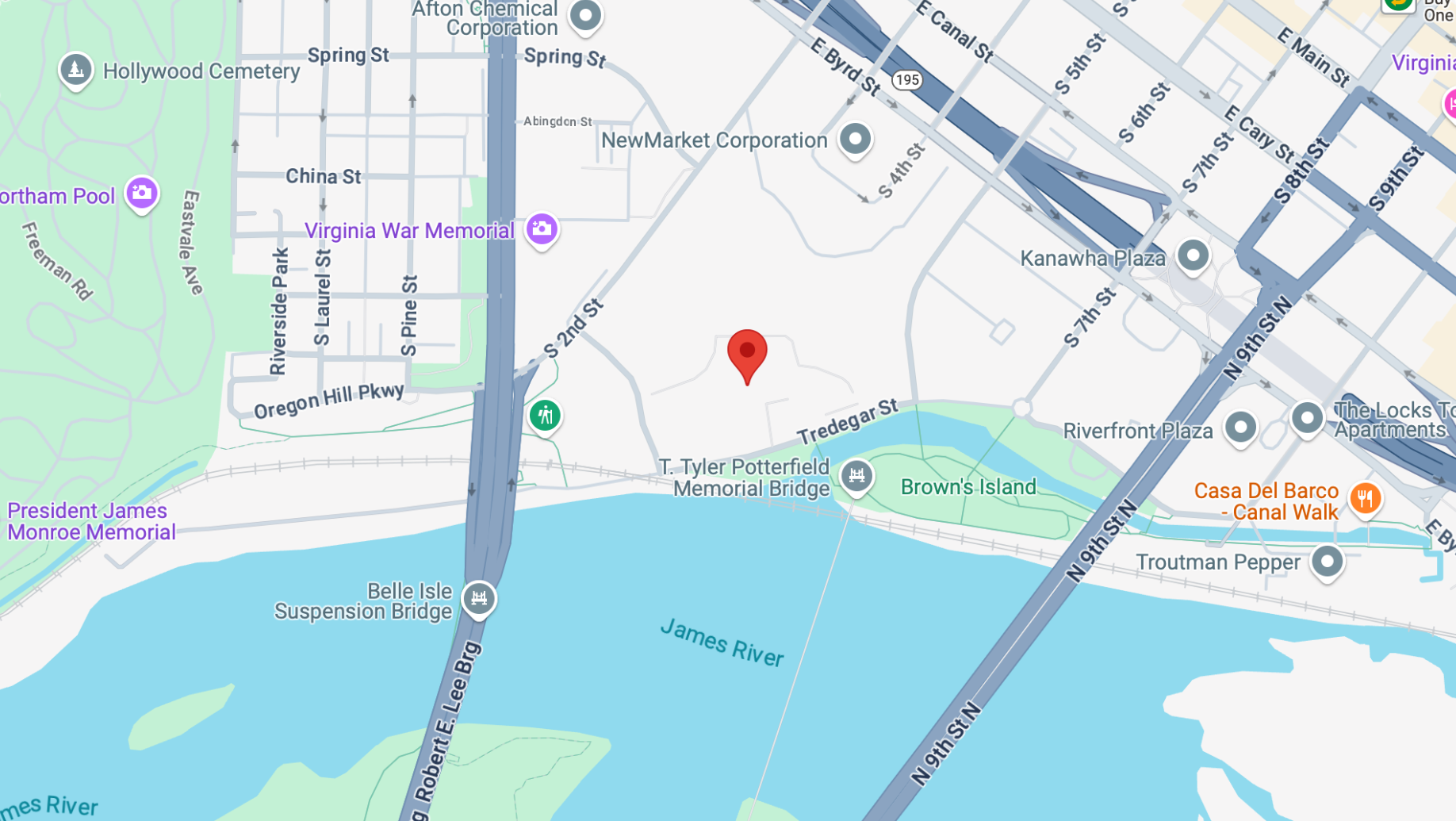 Map image with red pin at the location of the venue.