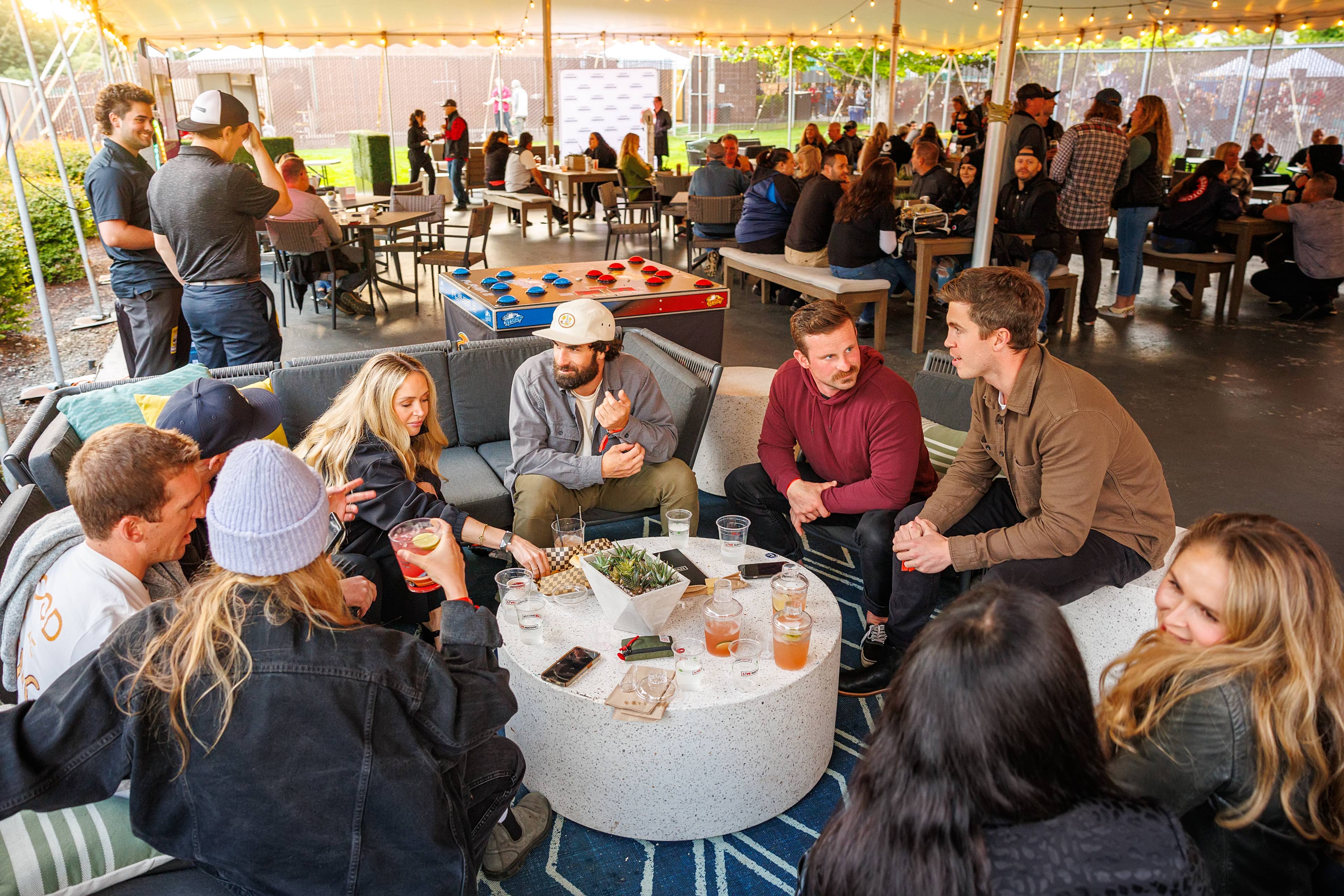 A group of people sitting around a table