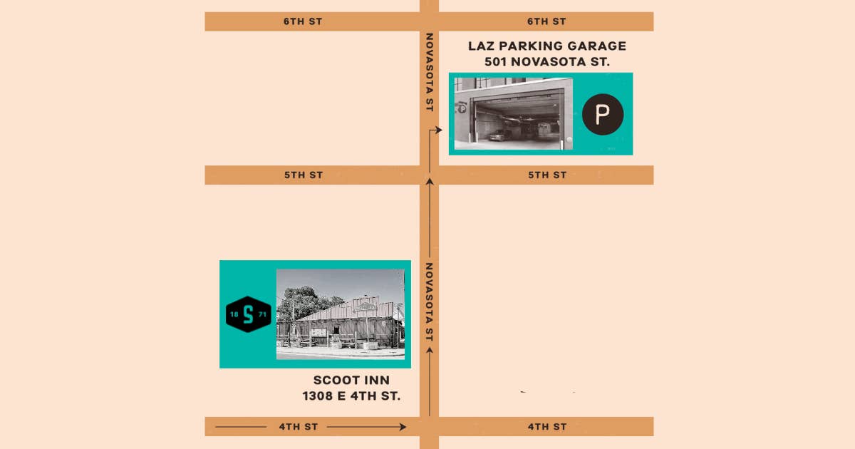 A map of Scoot Inn's paid parking
