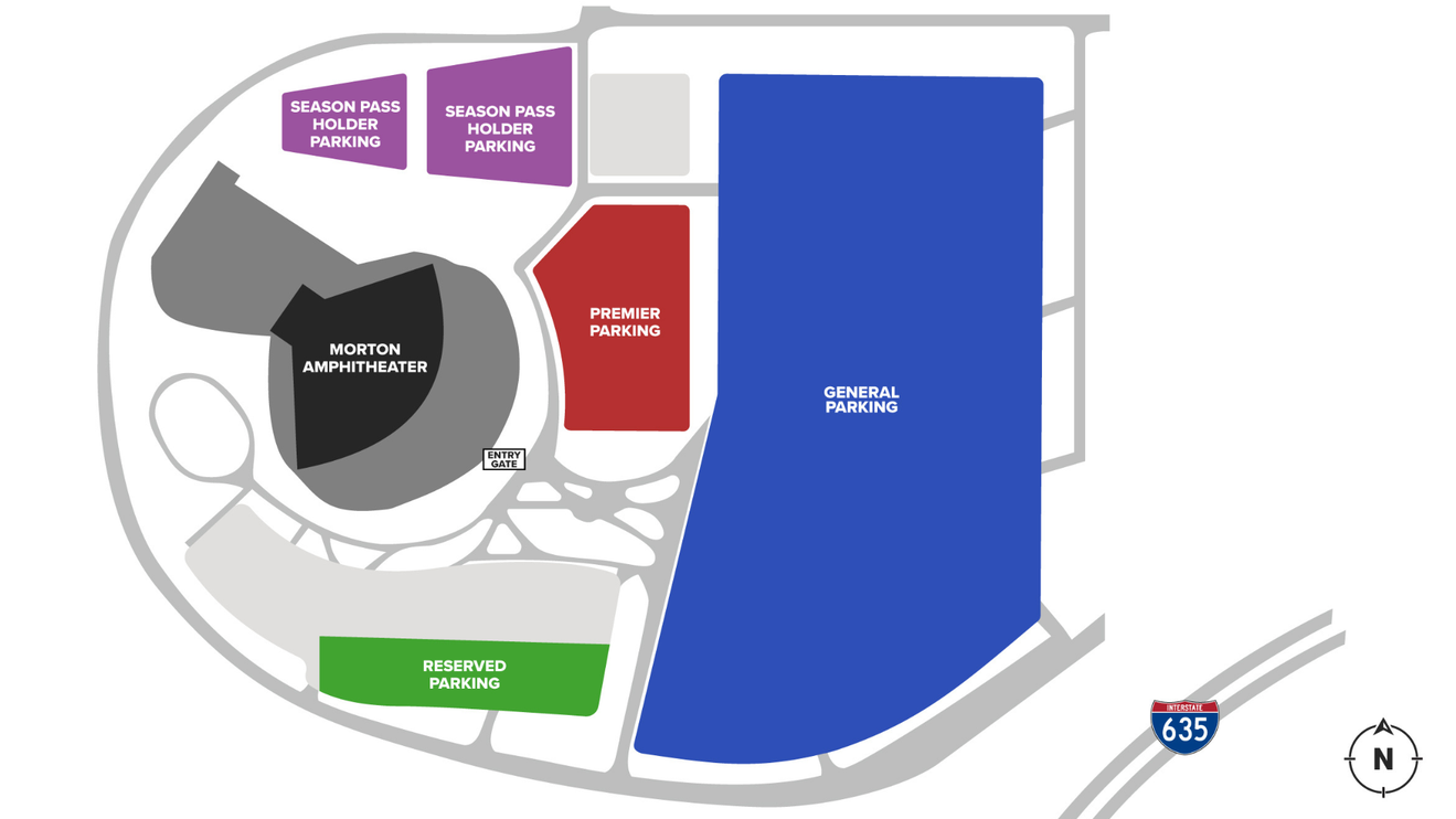 A map of Morton Amphitheater shows parking options.