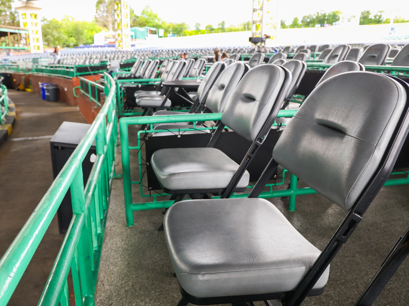 Empty amphitheater with leather chairs