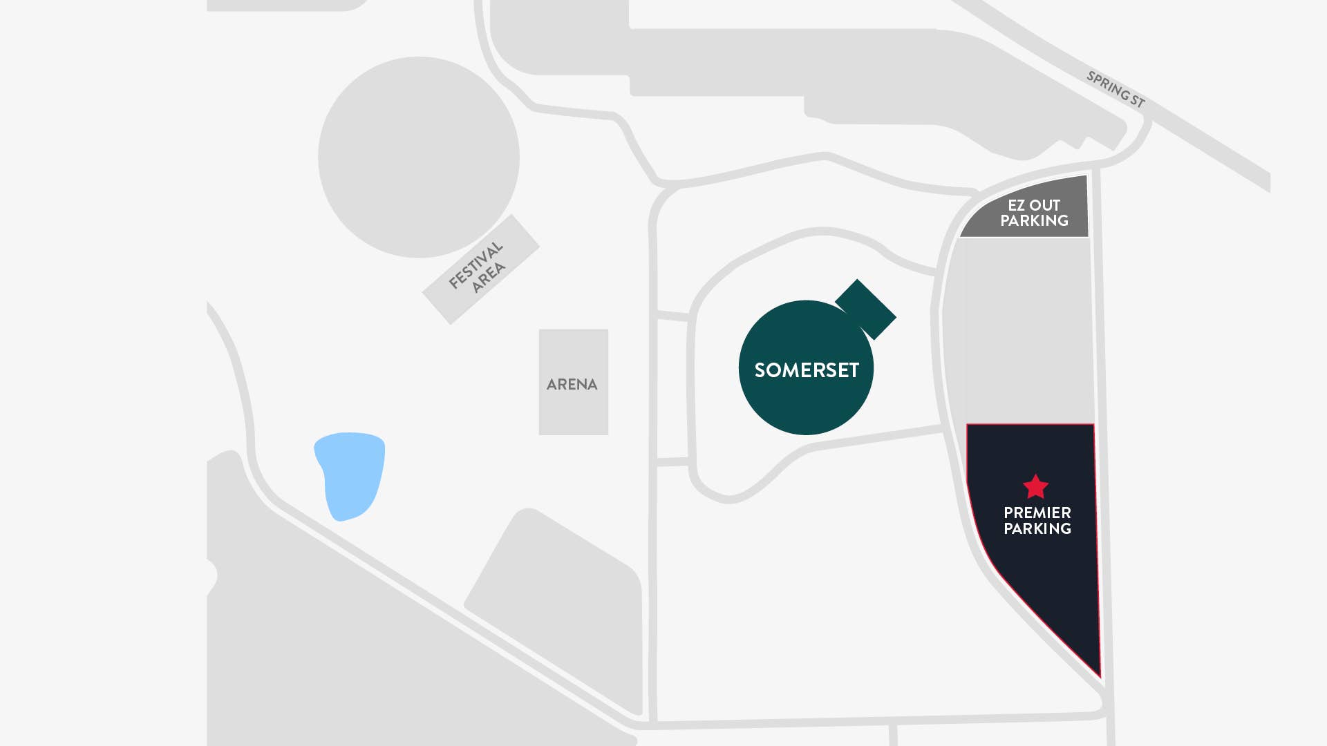 A map shows a close up of the Somerset Amphitheater grounds.