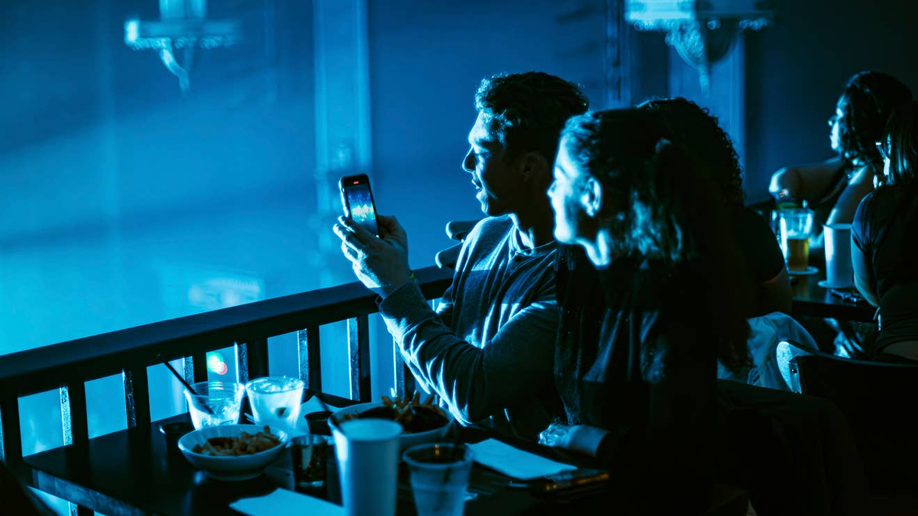 Two people attending an event