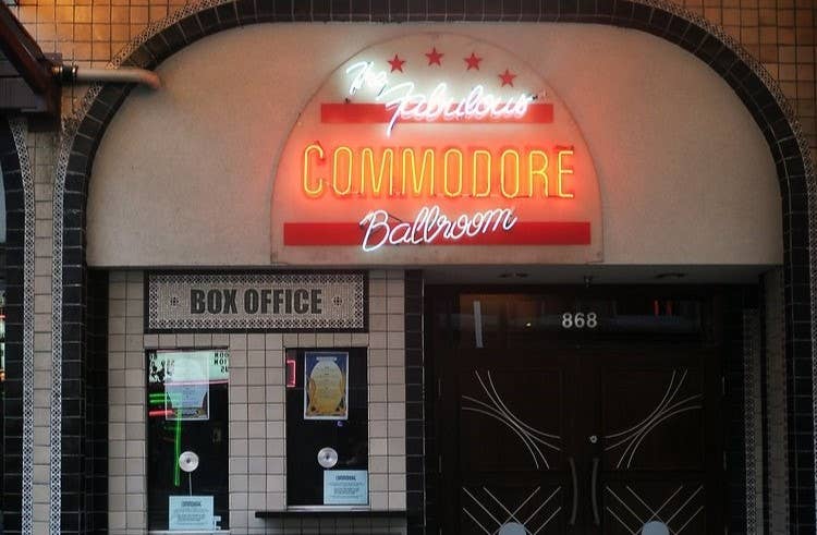 view of commodore ballroom sign