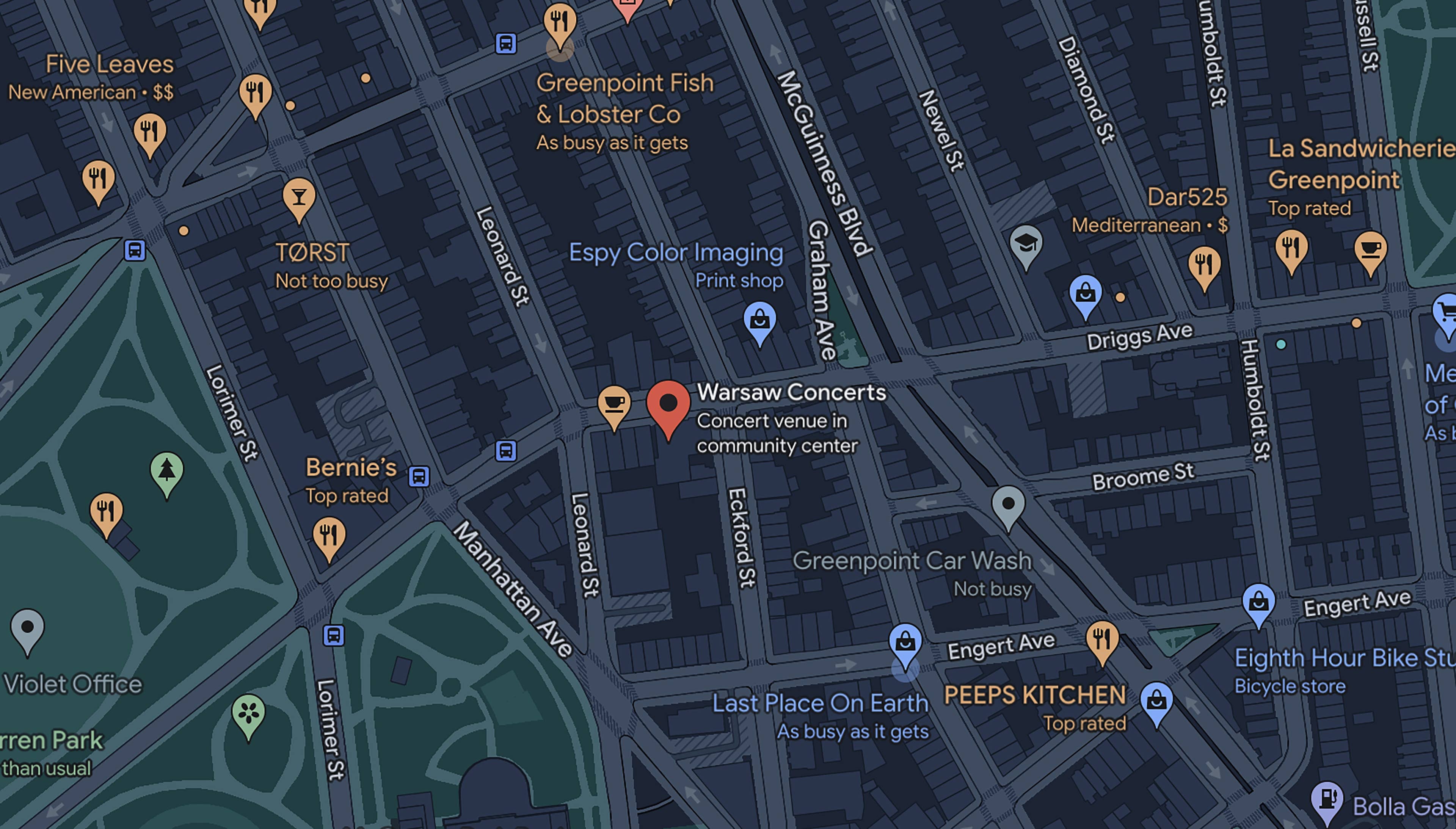 A map shows how to get to Warsaw